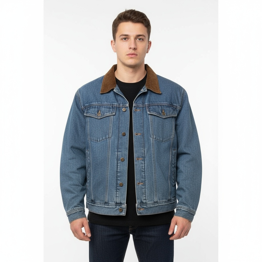 Diamondbacks Workwear Denim Jacket Blue Corduroy Collar Polyester Lined Mens XL